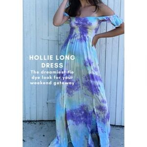 Tiare Hawaii Hollie Tie Dye Purple Blue Maxi Vacation Dress